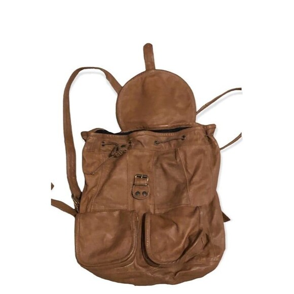 Vintage 1980's Vera Pelle Brown Leather Backpack - Picture 5 of 8